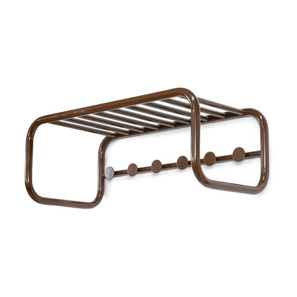 Tumši brūns metāla sienas pakaramais ar plauktu 72 cm Retro – Spinder Design-image-2