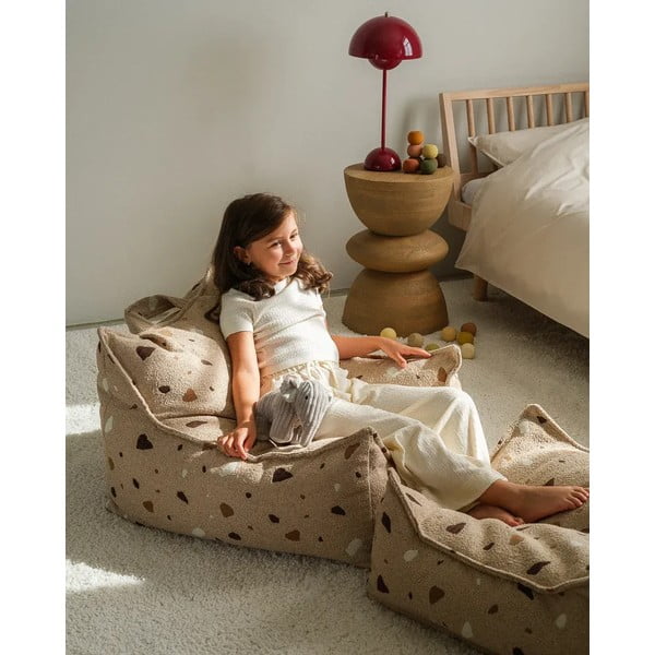 Gaiši brūns bērnu sēžammaiss no buklē/šenila auduma Terrazzo Square – Wigiwama-image-2