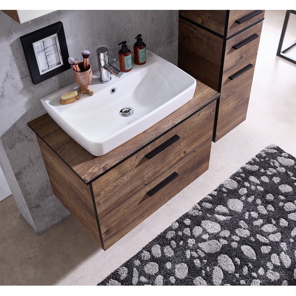 Brūns ozolkoka imitācijas piekaramais skapītis bez izlietnes 71x51 cm Set 374 - Pelipal-image-1