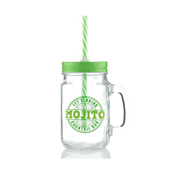 Glāze ar vāciņu un salmiņu InnovaGoods Mojito, 450 ml