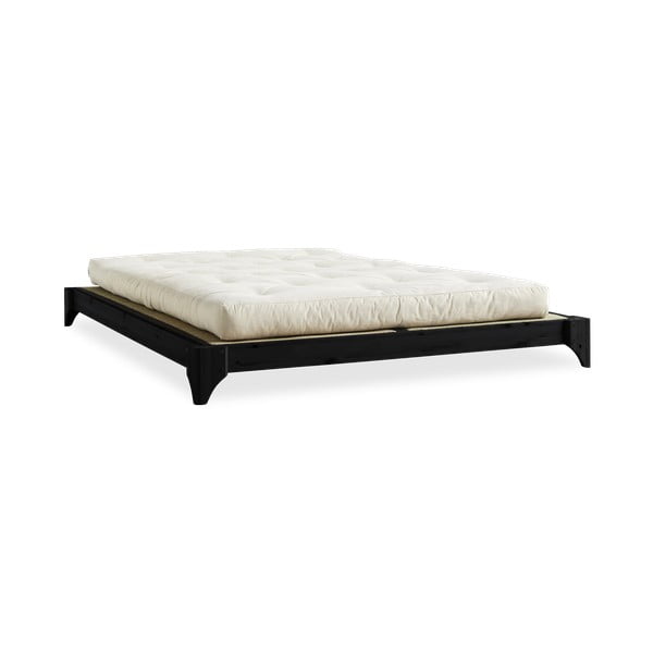 Divguļamā gulta no priedes koka ar matraci un tatami Karup Design Elan Comfort Mat Black Natural, 160 x 200 cm