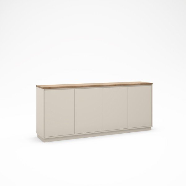 Bēša kumode ar ozolkoka imitāciju 201x84x40 cm Loreta – Marckeric-image-2