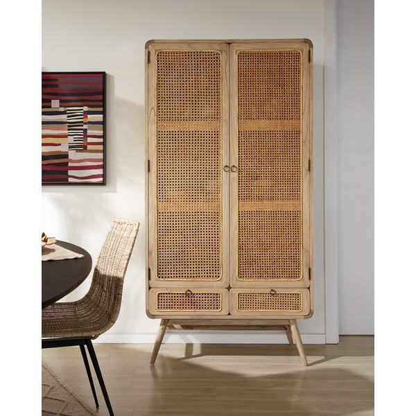 Dabīga toņa ciedra masīvkoka drēbju skapis 90x175 cm Nalu – Kave Home-image-1