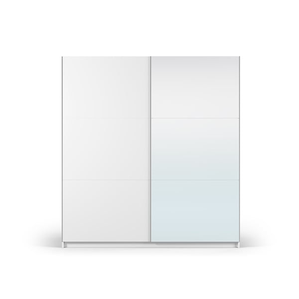 Balts drēbju skapis ar spoguli un bīdāmām durvīm 200x215 cm Lisburn – Cosmopolitan Design