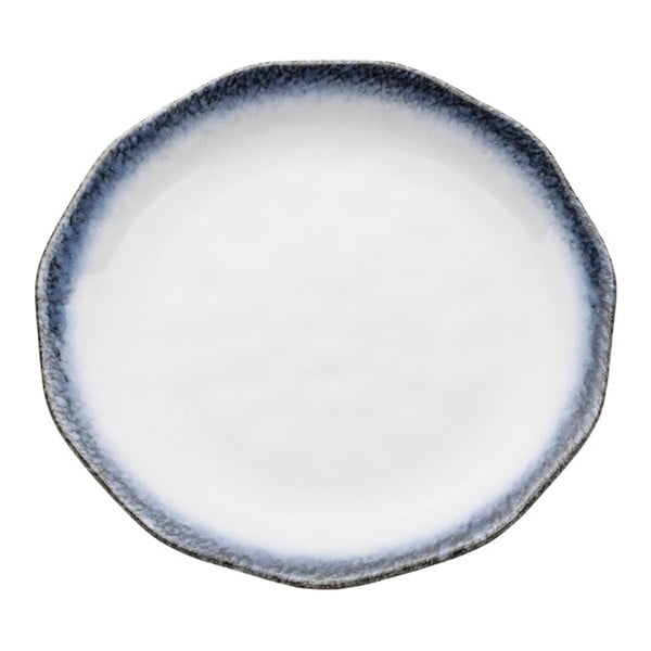 Balts keramikas šķīvis ar zilu apmali Kare Design, Ø 23 cm