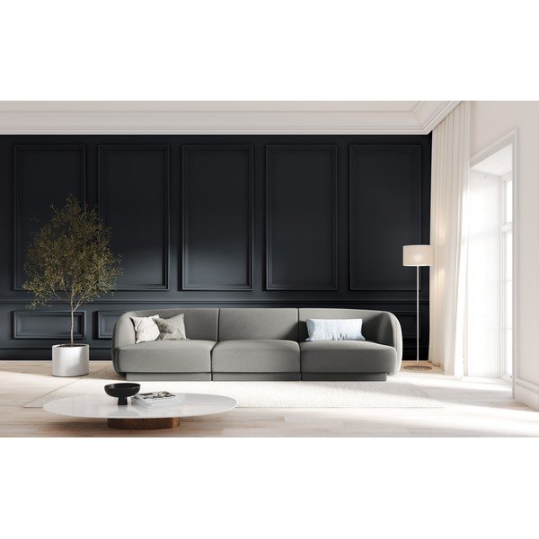 Pelēks samta dīvāns 259 cm Miley – Micadoni Home-image-1