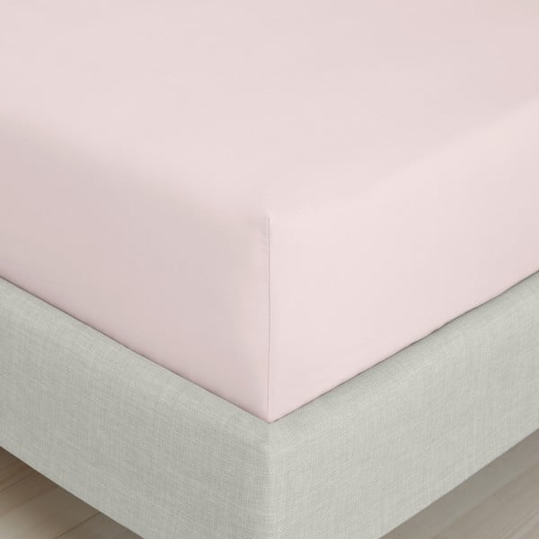 Rozā palags no kokvilnas perkala ar gumiju 90x190 cm Cotton Percale – Bianca-image-3
