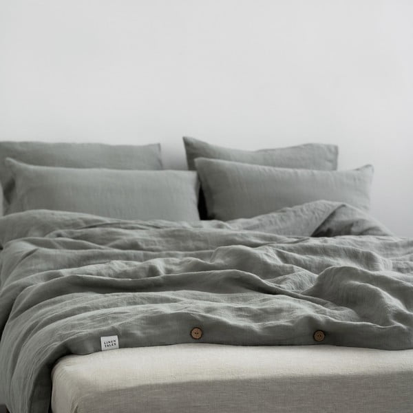 Haki divguļamā/īpaši gara lina gultas veļa 200x220 cm – Linen Tales-image-3