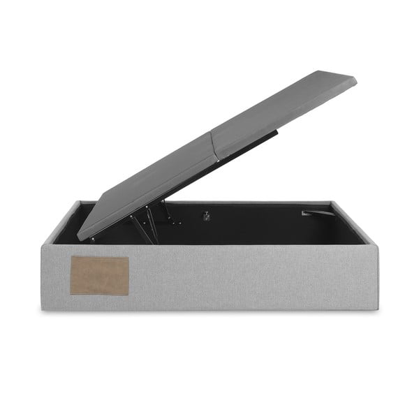 Pelēka polsterēta divvietīga gulta ar veļas kasti 180x200 cm Matters – Kave Home-image-3