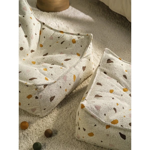 Balts bērnu sēžammaiss no buklē/šenila auduma Terrazzo Square – Wigiwama-image-4