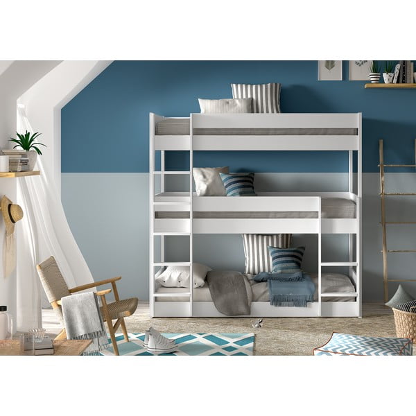 Balta priedes masīvkoka divstāvu bērnu gulta 90x200 cm Scott – Vipack-image-2