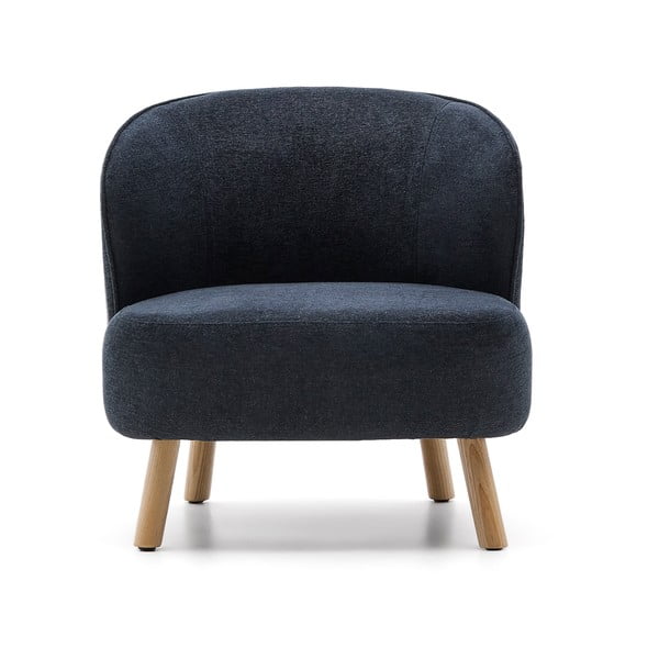 Dūmakaini zils atpūtas krēsls no šenila auduma Ulit – Kave Home-image-2
