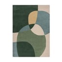 Zaļš ar rokām darināts vilnas paklājs 120x170 cm Glow Green & Blue – Flair Rugs