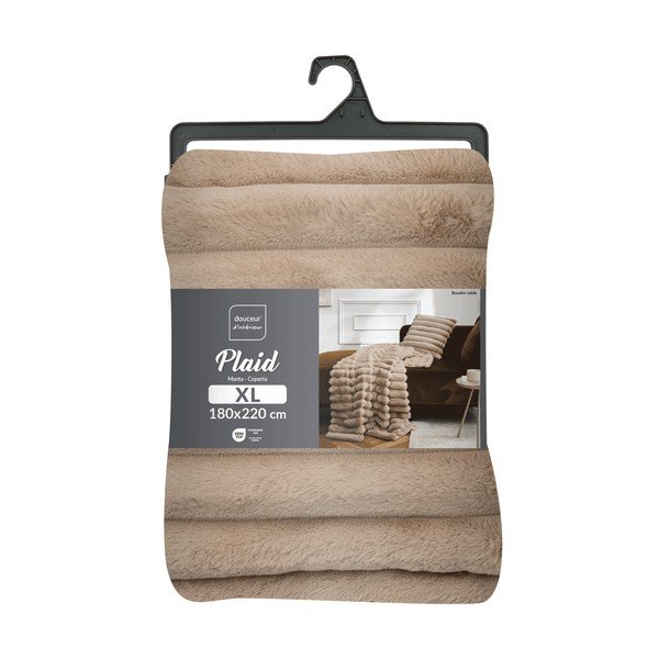 Gaiši brūns mikroplīša pleds 180x220 cm Boudoir – douceur d'intérieur-image-4