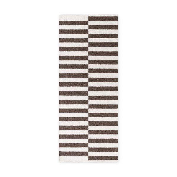 Balts/brūns divpusējs/ar rokām darināts vilnas celiņa paklājs 80x200 cm Vika – Hanse Home