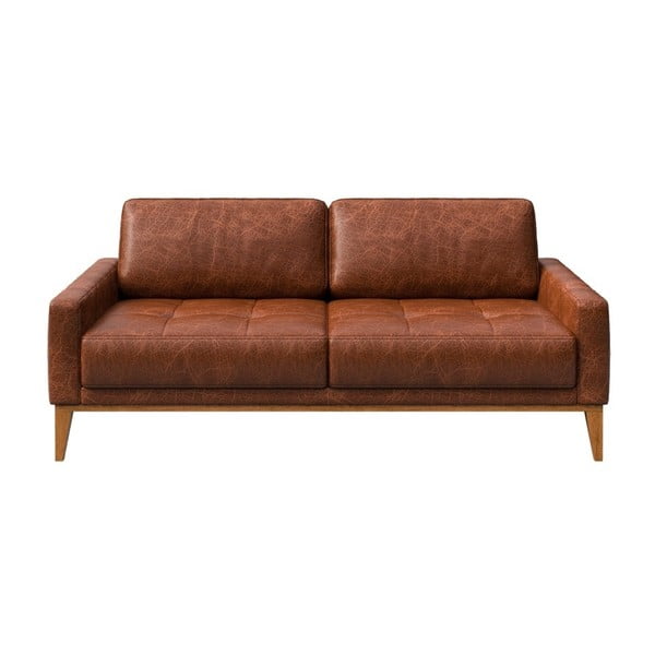 Sarkanbrūns ādas dīvāns MESONICA Musso Tufted, 173 cm