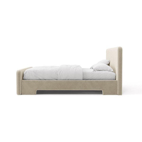 Bēša polsterēta divvietīga gulta ar redelēm 180x200 cm Eda – Micadoni -image-3