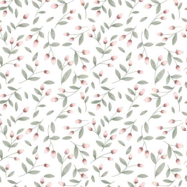 Bērnu tapetes no neausta auduma 10 m x 50 cm Flower Buds – Lilipinso