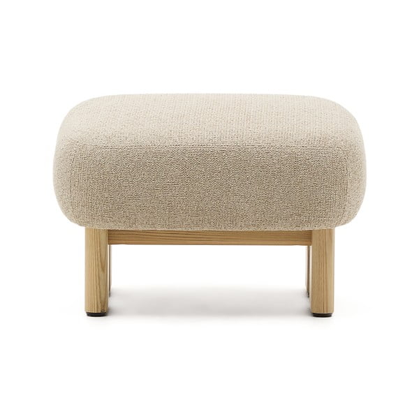 Bēšs kāju soliņš no šenila auduma Nema – Kave Home