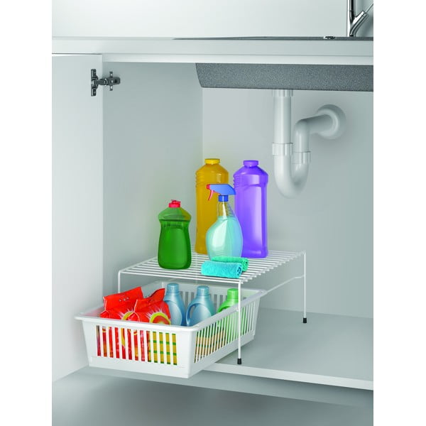 Balts nerūsējošā tērauda papildu plaukts ar uzglabāšanas vietu Metaltex Dino-image-4