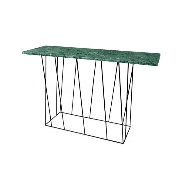Zaļš marmora konsoles galds ar melnām kājām TemaHome Helix, 40 x 120 cm-image-1