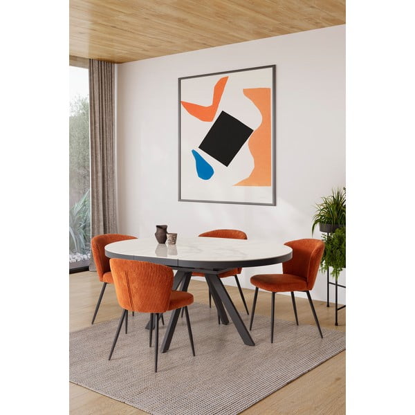 Apaļš izvelkams ēdamgalds ar papildu galda virsmu un ar keramikas virsmu ø 120 cm Bela – Marckeric-image-2