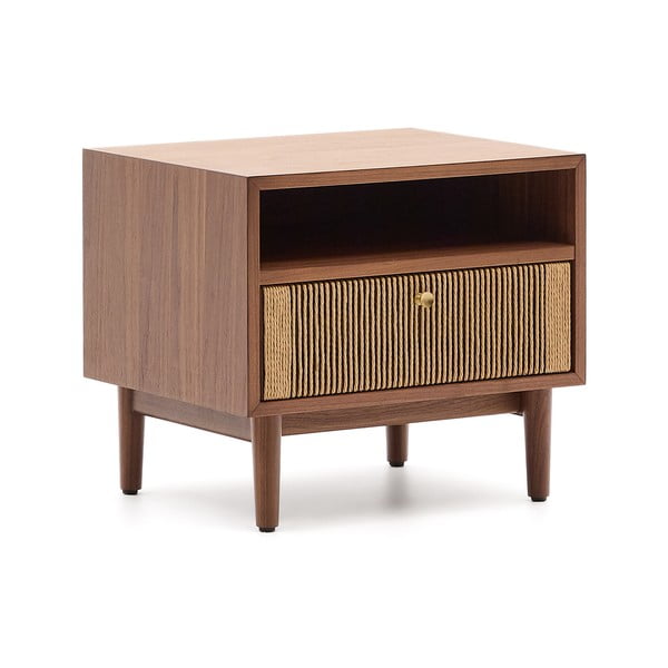 Brūns naktsskapītis ar riekstkoka imitāciju Elan – Kave Home-image-2