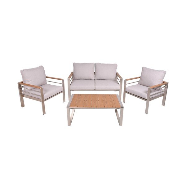 Pelēks metāla dārza atpūtas komplekts 4 personām Florence – Garden Pleasure