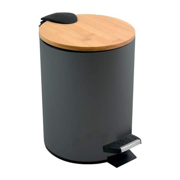 Tumši pelēka tērauda atkritumu tvertne ar pedāli 3 l   Adonis – Spirella