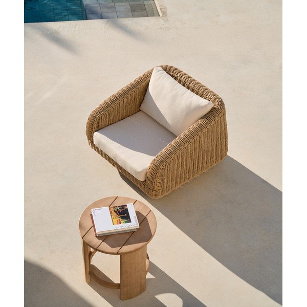 Bēšs/dabīga toņa polsterēts dārza atpūtas krēsls Meria – Kave Home-image-1