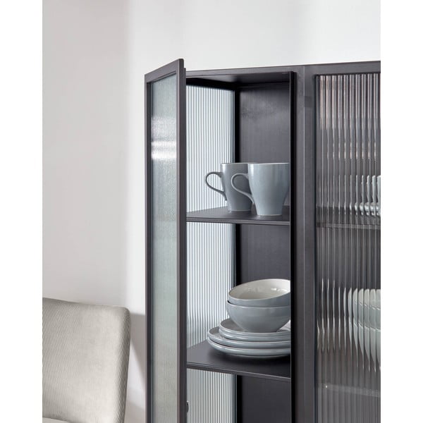 Melna tērauda vitrīna 70x143x41 cm Trixie – Kave Home-image-2