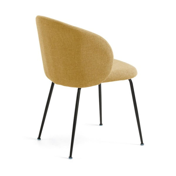 Sinepju dzeltens polsterēts ēdamistabas krēsls Minna – Kave Home-image-3