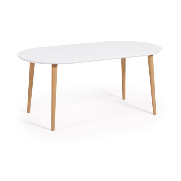 Balts apaļš izvelkams ēdamgalds ar baltu galda virsmu ø 90 cm Oqui – Kave Home-image-4