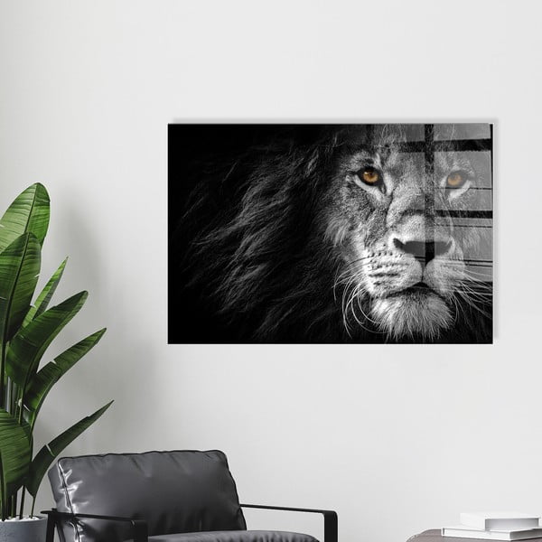Stikla glezna 70x50 cm Lion – Wallity-image-4