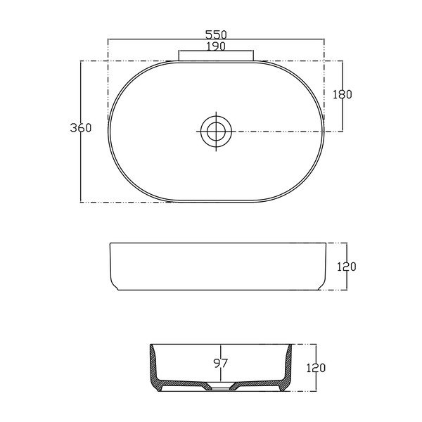 Balta keramikas izlietne Sapho Infinity Oval, 55 x 36 cm-image-3