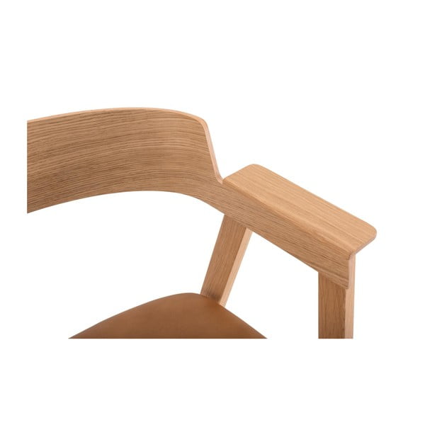 Brūns/dabīga toņa ādas pusdienu krēsls ar roku balstiem Flip – Gazzda-image-4