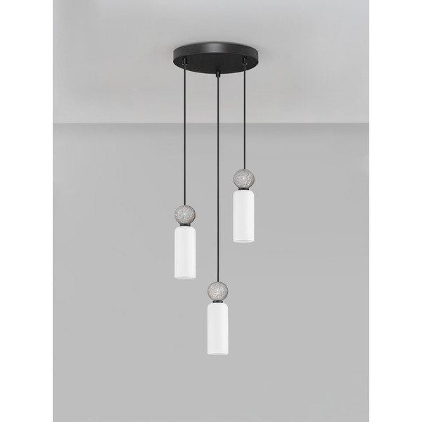 Matēti melna akmens piekaramā lampa ar stikla abažūru ø 25 cm Filomena – Nova Luce-image-3