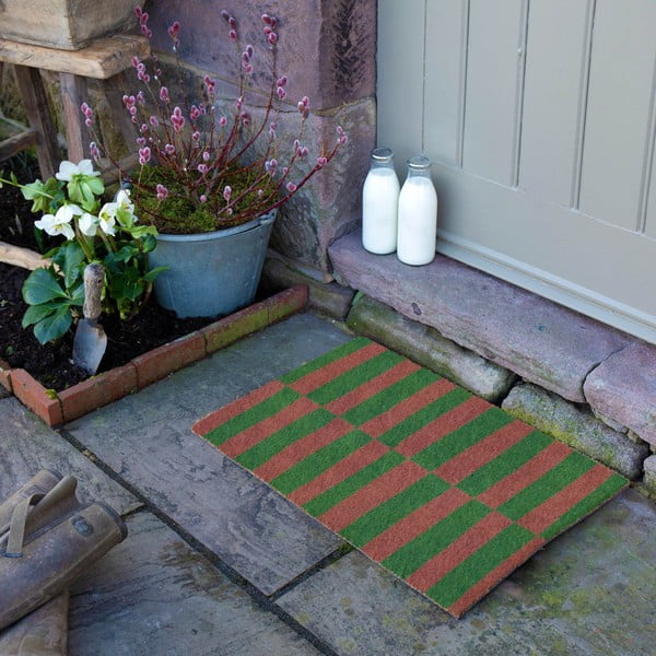 Kokosšķiedras kājslauķis 40x60 cm Pink & Green Half Stripes – Artsy Doormats-image-3
