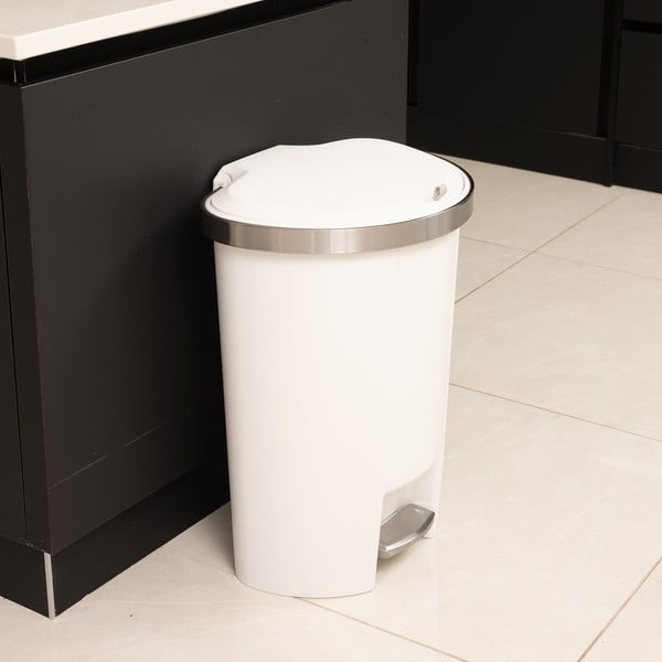 Balta plastmasas atkritumu tvertne ar pedāli 50 l – Addis-image-4