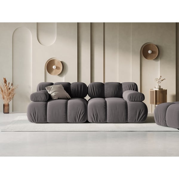 Tumši pelēks samta dīvāns 188 cm Bellis – Micadoni Home-image-1