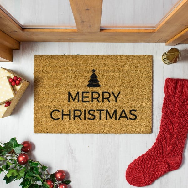 Kokosšķiedras kājslauķis ar Ziemassvētku motīvu 40x60 cm Merry Christmas – Artsy Doormats-image-1