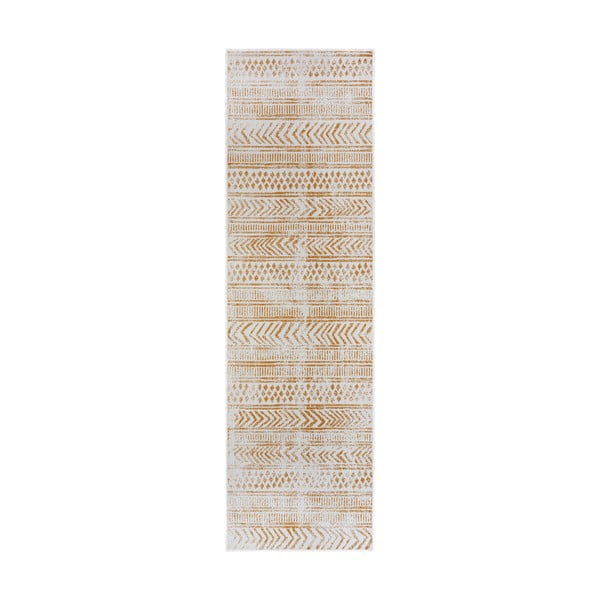Okera dzeltens/balts āra paklājs 80x250 cm Biri – NORTHRUGS