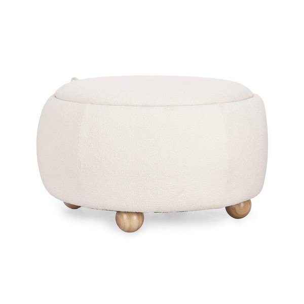 Krēmkrāsas pufs no buklē auduma Irisha – Bizzotto