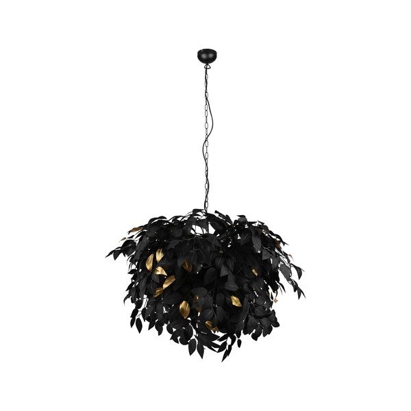 Melna metāla piekaramā lampa ar plastmasas abažūru ø 70 cm Leavy – Reality-image-4
