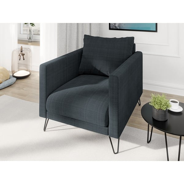 Tumši pelēks atpūtas krēsls no šenila auduma Freya – Ropez-image-3