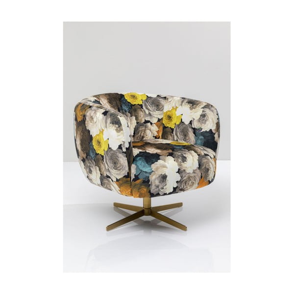 Dzeltens ziedu rotējošais krēsls Kare Design Peony