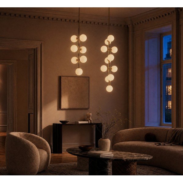 Balta/zelta krāsas metāla piekaramā lampa ar stikla abažūru ø 27 cm Trieste – Premier Housewares-image-2