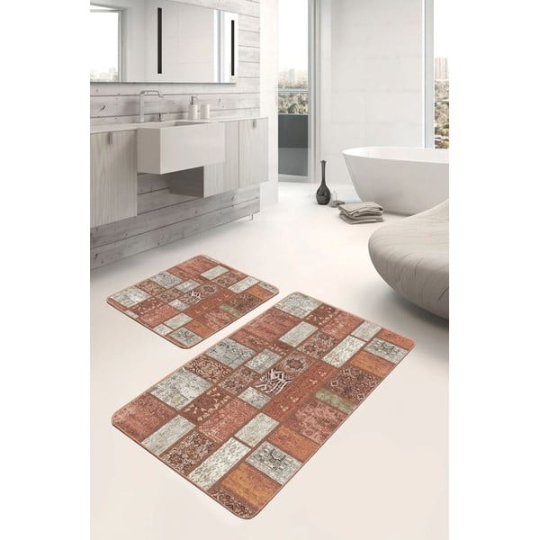 Brūni samta vannas istabas paklājiņi (2 gab.) 60x100 cm – Mila Home-image-3