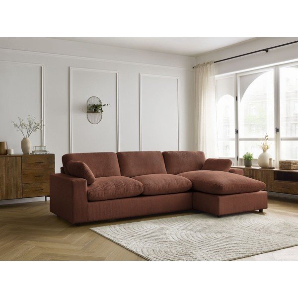 Oranžs velveta stūra dīvāns Belair – Bobochic Paris-image-1