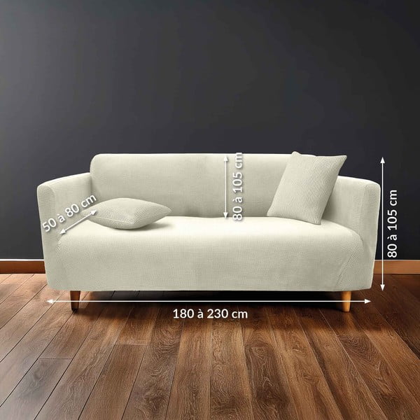 Krēmkrāsas uzvelkams pārvalks dīvānam 3 sēdvietām Sacha – douceur d'intérieur-image-1